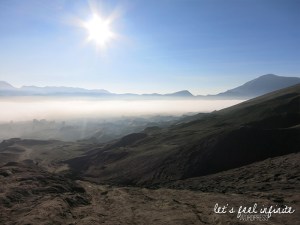 Vue depuis le cratère du Mont Bromo